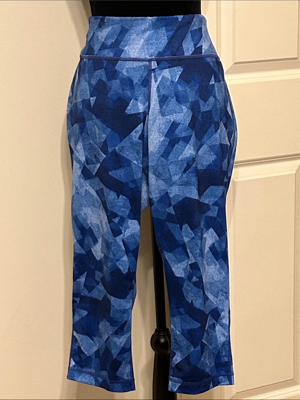 Blue Geometric Print Women’s Athletic Pants